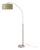 Float Chairside Arc Lamp 75" H - Satin Nickel Body, Avocado Linen Drum Shade, Dimmable, Bulb Included For Sale