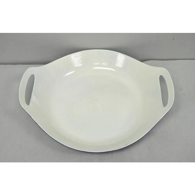 Late 20th Century Vintage Michael Lax Copco Denmark Modern Blue Enamel Cast Iron Paella Dish Pan For Sale - Image 5 of 15