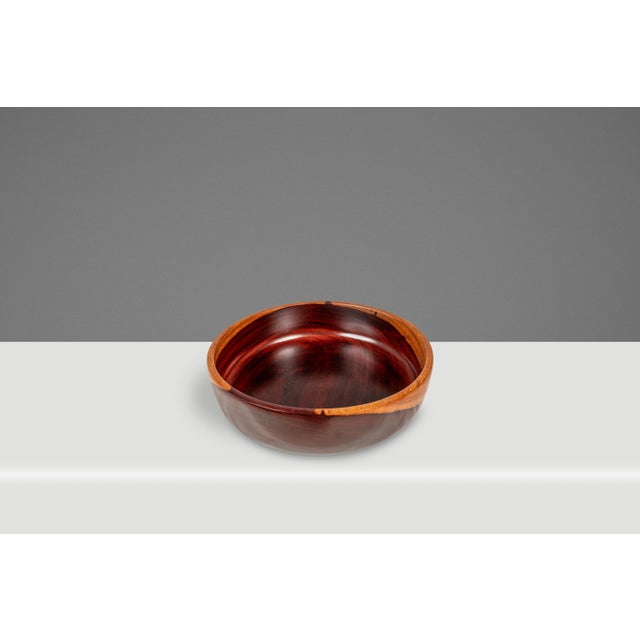 Mid-Century Modern Wood-Turned Hand-Crafted Serving Bowl in Solid Mahogany, C. 1970s For Sale - Image 4 of 16