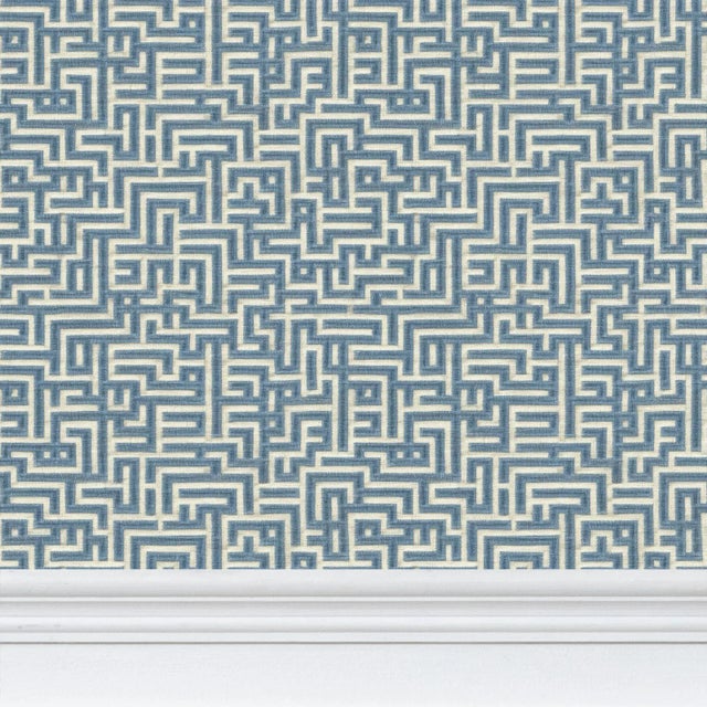 Bronte Ribbon Maze Traditional Wallpaper – Indigo Blue 3 Yard Roll ...