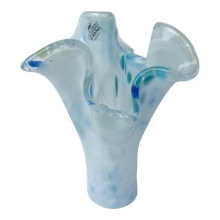 Italian Hand-Blown Art Glass Vase Made in the Murano Tradition For Sale