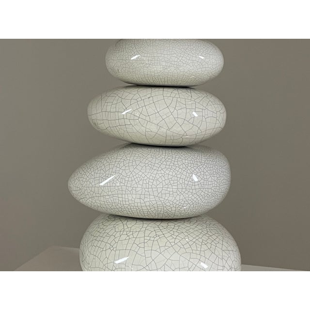 Cracked Pebble Lamp attributed to François Châtain with Original Lampshade, France, 1970s For Sale - Image 4 of 14