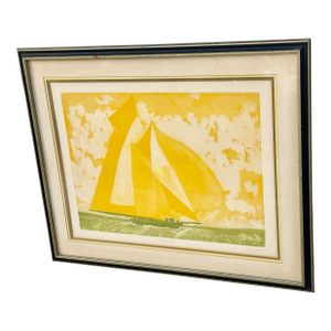 Vintage MCM Framed Color Etching Titled “Westbound”