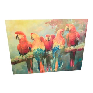 Palm Beach Style Parrots Painting For Sale