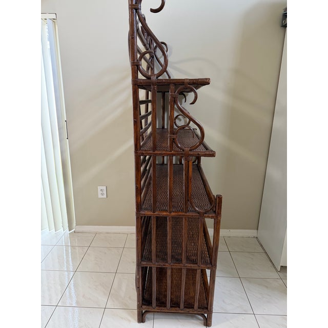 Wood Vintage McGuire-Style Rattan & Woven Cane Étagère For Sale - Image 7 of 12