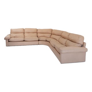 Vintage Modular Leather Sofa by Tito Agnoli for Poltrona Frau, 1970s, Set of 3 For Sale