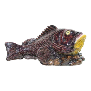19th Century French Life-Size Palissy Ware Fish Figurine, Earthenware, Signed