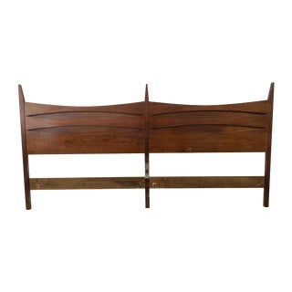 Vintage Walnut Danish Modern King Headboard For Sale