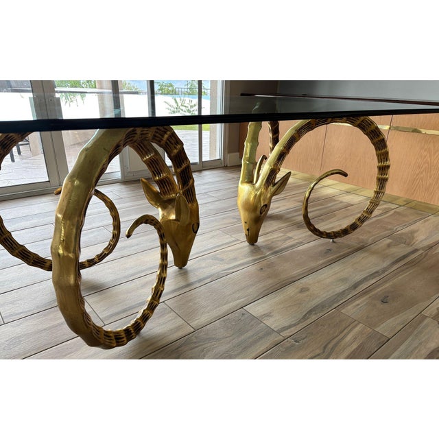 Rams Head Ibex Dining Table Hollywood Regency Glam 1970s For Sale In Palm Springs - Image 6 of 18