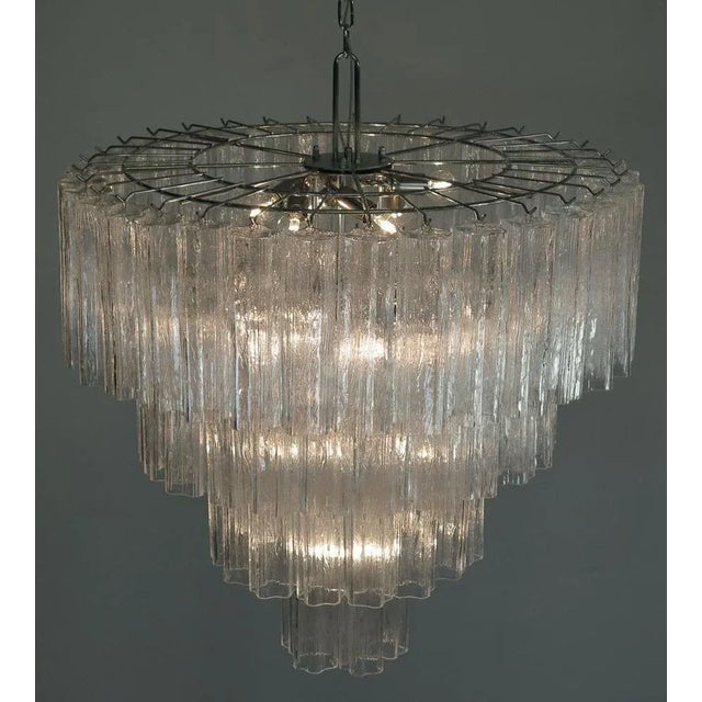 Metal Murano Glass Chandelier in the style of Toni Zuccheri for Venini For Sale - Image 7 of 8