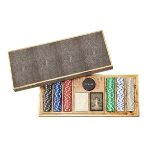 AERIN Faux Shagreen Poker Set, Chocolate
