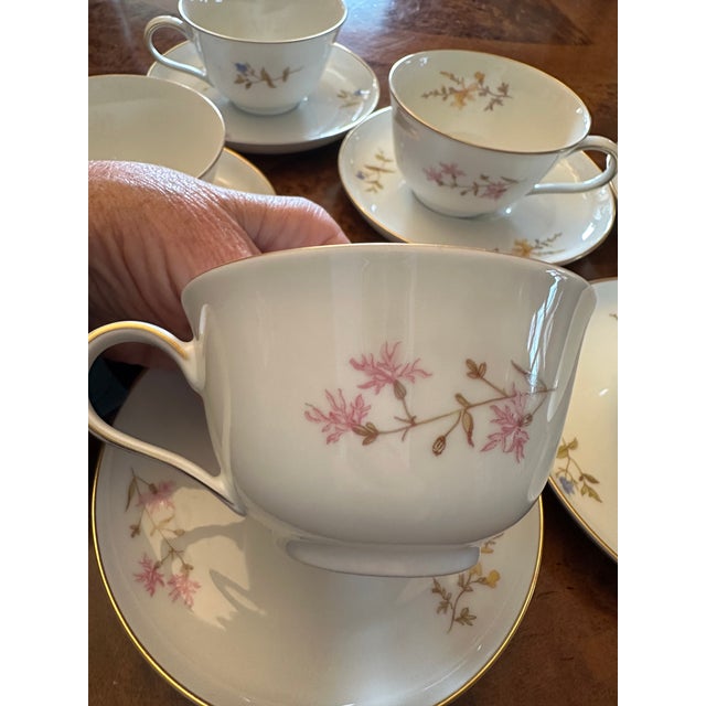 1950s Rosenthal Selb Germany Tea Cup and Saucer "Helena" Pattern - Set for 6 For Sale In New York - Image 6 of 18