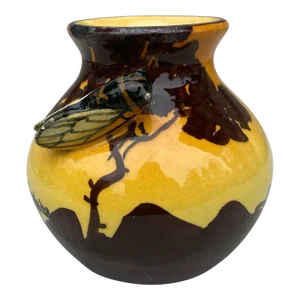 Majolica Cicada Vase Jerome Massier Fils, Circa 1940
