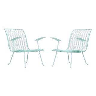 1950s Pair of Teal Outdoor Patio Lounge Chairs by Karl Lightfoot Studio, Atrributed, 2 Pieces For Sale
