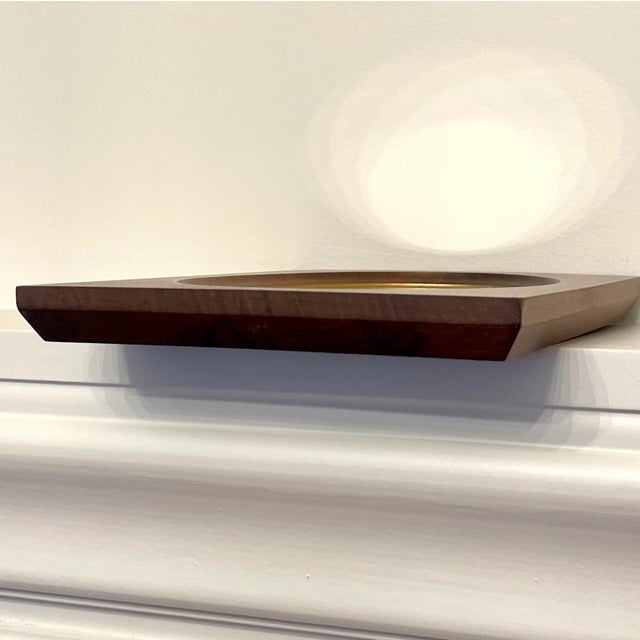 Coffee Traditional Oval Walnut Wood & Gold Finish Table Top Mirror For Sale - Image 8 of 12