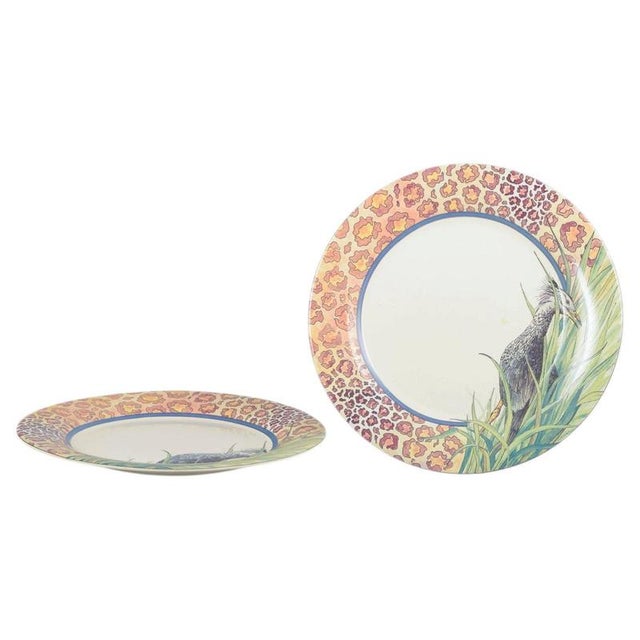 1980s Large Savane Dinner Plates in Faience from Gien, France, 1980s, Set of 2 For Sale - Image 5 of 5