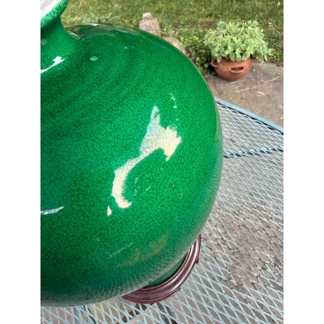 Chinese Antique 18th Century Chinese Green Glaze Porcelain Vase Yongzheng Mark For Sale - Image 3 of 15