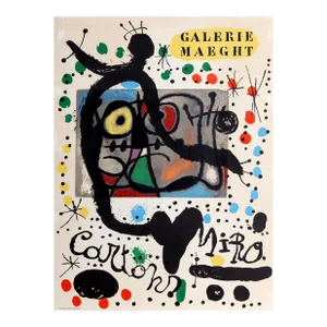 Galerie Maeght (Cartones), Joan Miro Lithograph Poster, Signed in Plate