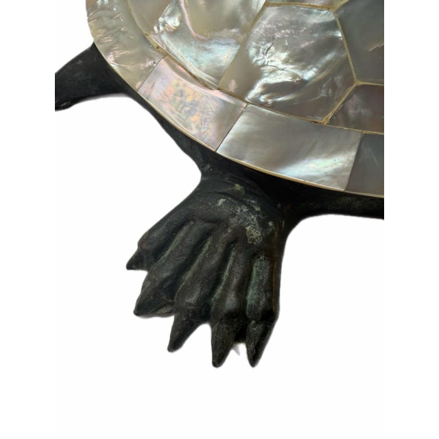 Early 21st Century Early 21st Century Maitland-Smith Bronze & Mother-of-Pearl Turtle Sculpture For Sale - Image 5 of 7