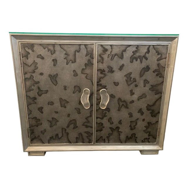 Credenza in Glossy Metal Leafs, 1980s For Sale