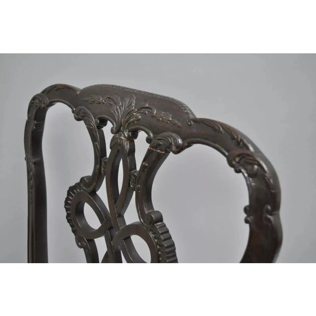 Early 20th Century Antique Georgian Style Carved Ribbon Back Solid Mahogany Dining Side Chair For Sale - Image 5 of 10