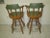 Wood 1970s Wood Frame Swivel Counter Stools Green Leather Seat Set of Two For Sale - Image 7 of 12