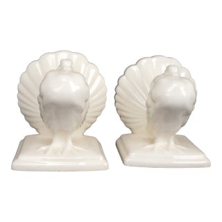 Pair of Art Deco Czech Erphila Fantail Pigeon Bookends Circa 1930 For Sale