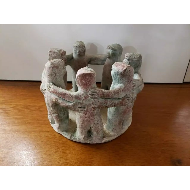 Mid 20th Century Vintage Large Terracotta Circle of 7 Friends Aztec/Mayan Candle Holder For Sale - Image 5 of 5
