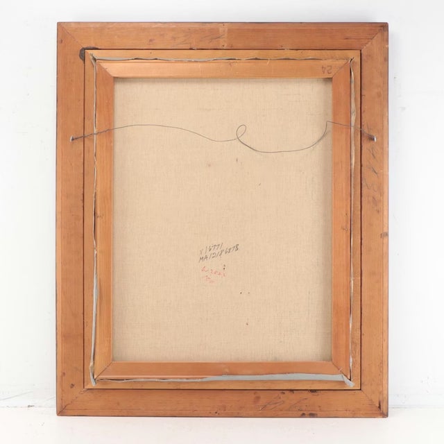 Wood Mid 20th Century Portrait of Young City Newsboy in Winter Oil on Canvas Framed For Sale - Image 7 of 15