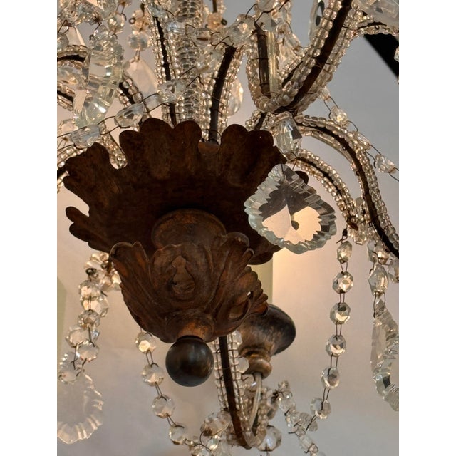Italian Crystal Chandelier With Draped Beading For Sale - Image 4 of 9