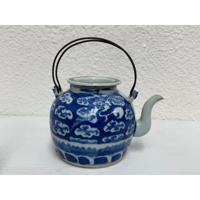 Early 20th Century Chinese Export Blue & White Porcelain Teapots, Set of Four For Sale - Image 4 of 12