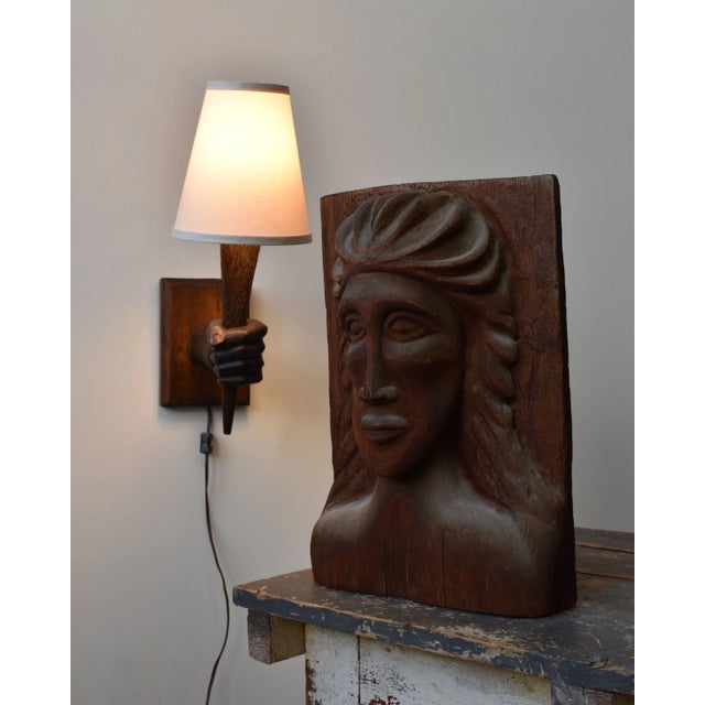 Mid-Century Modern Vintage Expressive Hand-Carved Bust, Circa 1970s For Sale - Image 3 of 16