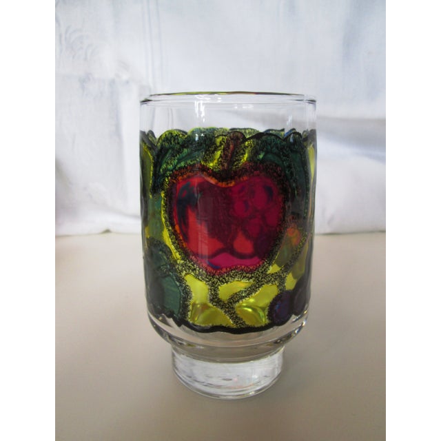 Glass 1970s Stained Glass Design Fruit Tumblers - Set of 7 For Sale - Image 7 of 7