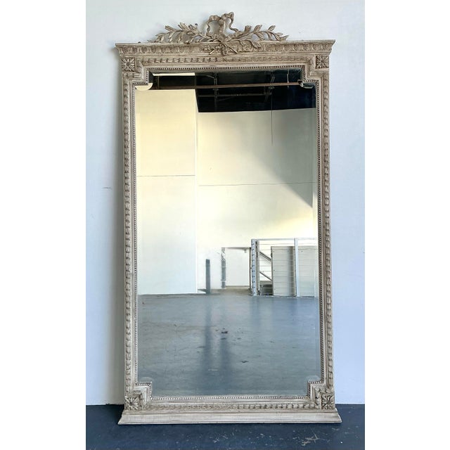 Vintage Monumental Carved Ribbon Floor Mirror For Sale - Image 10 of 12