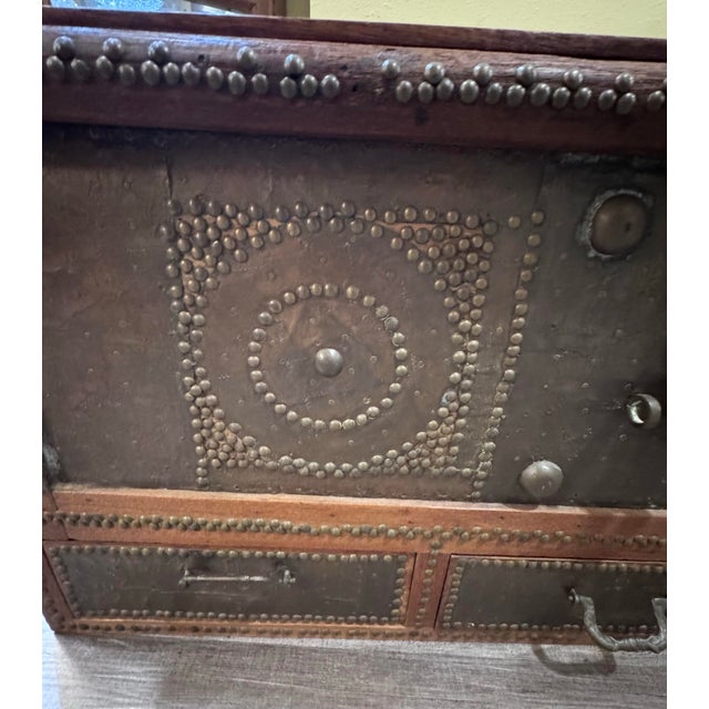 Mexican Antique Mexican Spanish Colonial Iron-Clad Coffer Chest With Three Drawers, Circa 1900 For Sale - Image 3 of 10