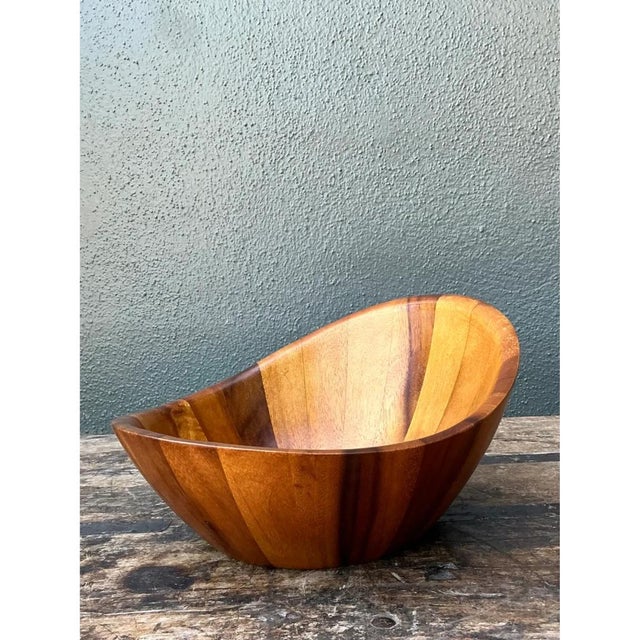 Late 20th Century Vintage Mid-Century Teak Wood Salad Bowl For Sale - Image 5 of 12