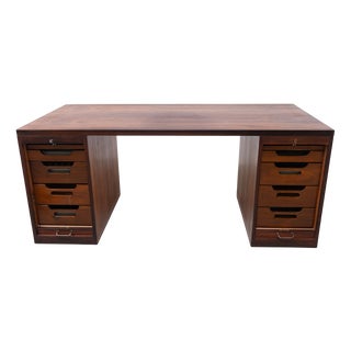 Danish Rosewood Desk with Tambour Doors, 1950s For Sale