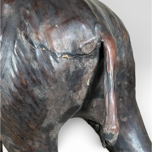 Vintage Mid-Century Leather-Wrapped Elephant Floor Sculpture For Sale In Portland, ME - Image 6 of 15
