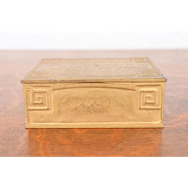 Art Deco Tiffany Studios New York Greek Key Bronze Doré Cigar Box, Circa 1910 For Sale - Image 3 of 12