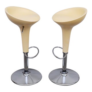 1990s Vintage Original Magis Bombo Peach Bar Stools by Stefano Giovannoni- A Pair For Sale
