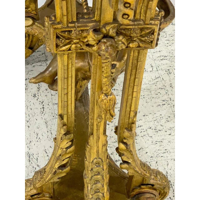 19th Century French Giltwood Swinging Putto Marble Top Table/ Ferner For Sale - Image 9 of 13