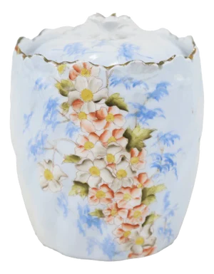 Vintage Vistorian Porcelain Canister With Floral & Gold Accents