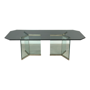 Leon Rosen for Pace Chrome and Glass Dining Table