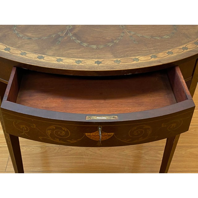 Burgundy 18th to 19th Century Adam Style Inlay Federal Center Table For Sale - Image 8 of 13