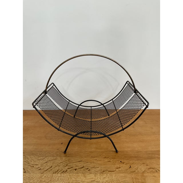 Mid 20th Century Modern Perforated Black Iron Magazine Rack For Sale - Image 12 of 12