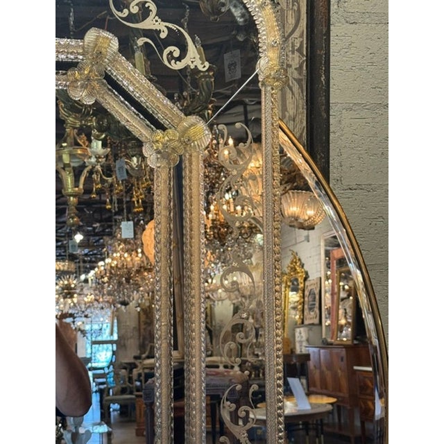 Early 21st Century Fine Venetian Gold Etched Glass Mirrors For Sale - Image 5 of 7