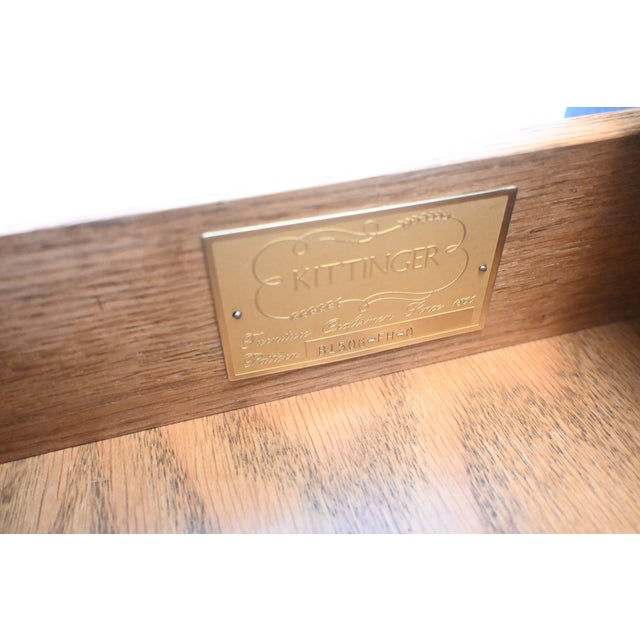 Kittinger Ebonized Mahogany & Burl Wood Writing Desk / Console | Newly Refinished For Sale - Image 14 of 15