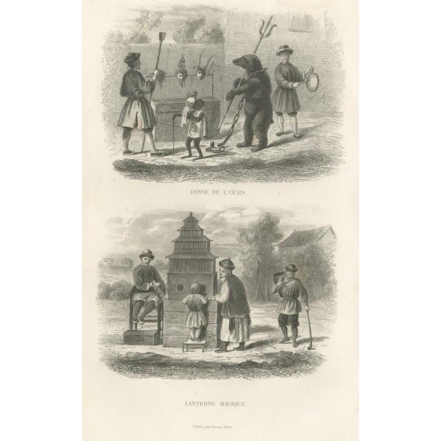 Cream Chinese Dancing Bear and Magic Lantern Show, 1859, Paper For Sale - Image 8 of 8