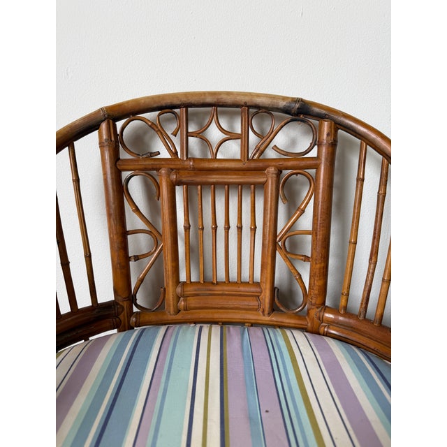 Wood Vintage Brighton Pavilion Style Bamboo Accent Dining Chairs With Cushions - A Pair For Sale - Image 7 of 18
