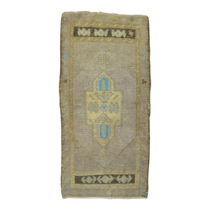 Lavender Electric Blue Vintage Turkish Oushak Throw Rug